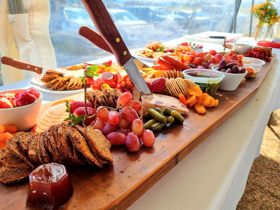 Cheese and antipasto grazing board set out on a table at the Wattles Ladies Day Luncheon